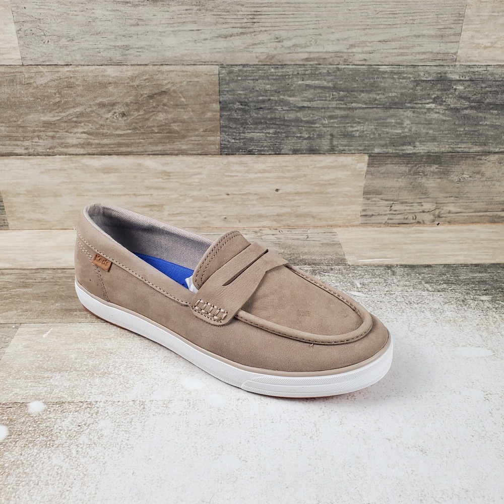 Keds Center III Womens Loafers Sz 7.5 M Comfort Taupe Leather Slip On Round Toe